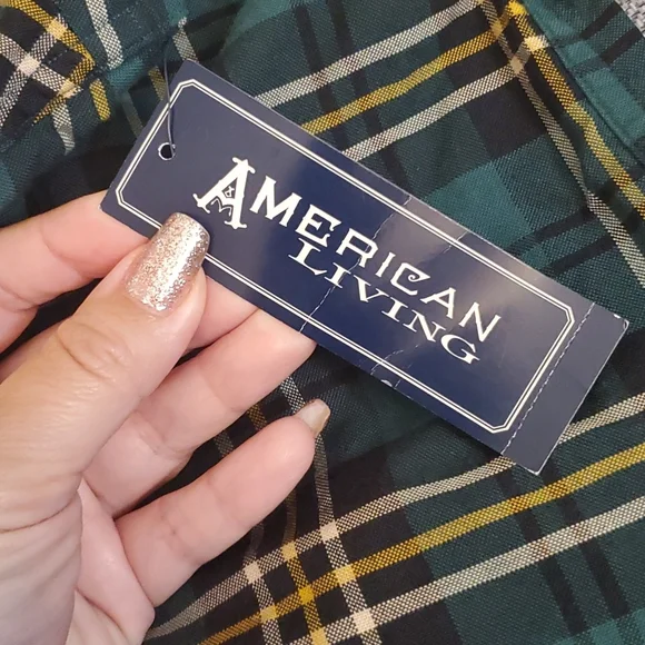 NWT American Living Mens Plaid Longsleeve
